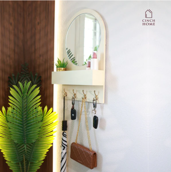 منظم المفاتيح الحائطي بالمرايا 🏡