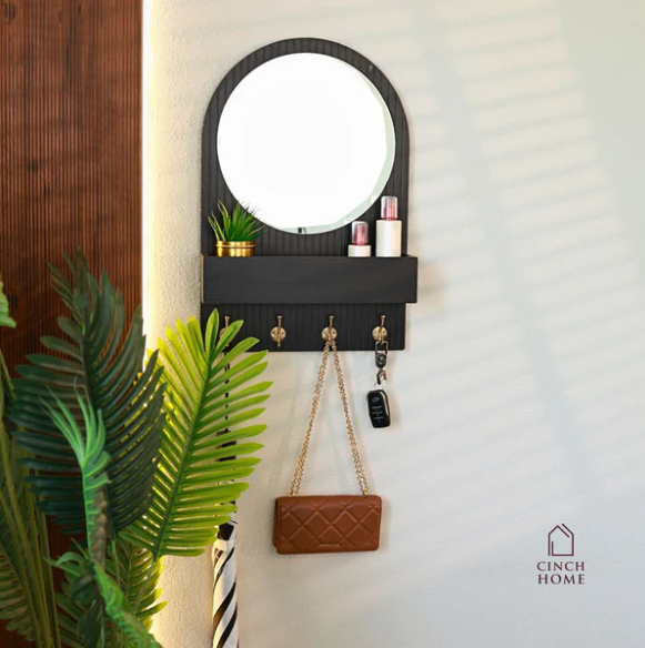 منظم المفاتيح الحائطي بالمرايا 🏡