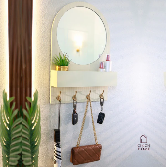 منظم المفاتيح الحائطي بالمرايا 🏡